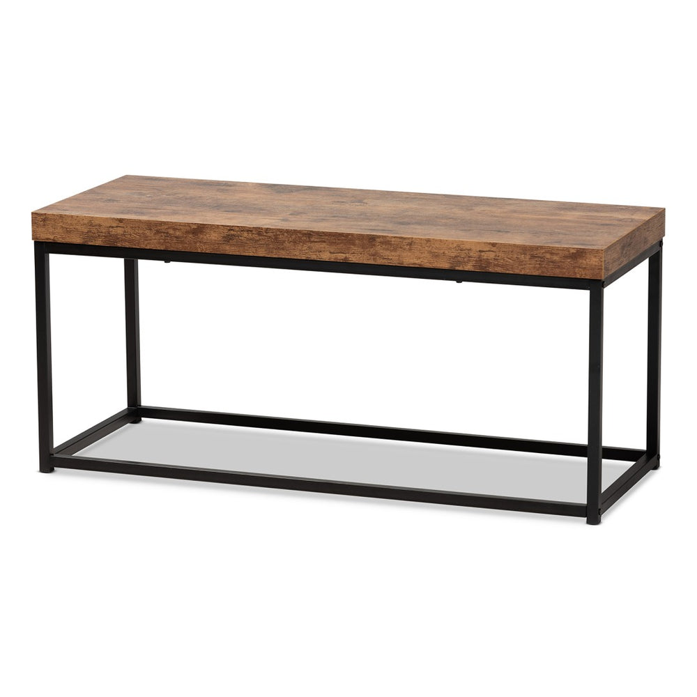 Baxton Studio Baxton Studio Bardot Industrial Walnut Accent Bench with Black Metal Frame for Modern Spaces LCF20256B-Wood/Metal-Bench