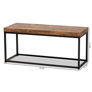 Baxton Studio Baxton Studio Bardot Industrial Walnut Accent Bench with Black Metal Frame for Modern Spaces LCF20256B-Wood/Metal-Bench