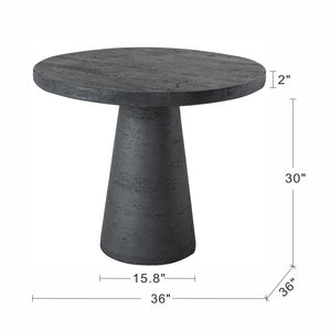 English Elm 36x36x30" Round Pedestal Dining Table Matte Magnesium Build Seats Four Compact Spaces Black W2078S00004