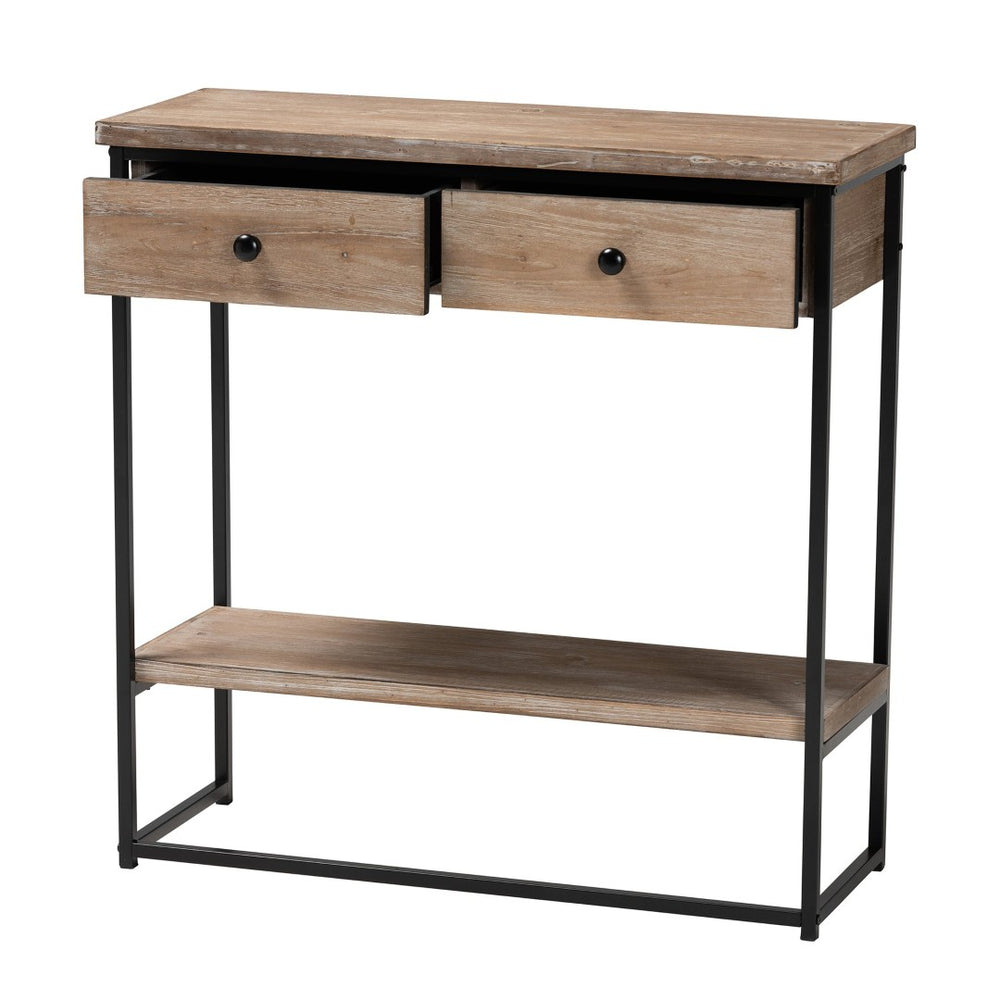 Baxton Studio Baxton Studio Silas Modern Industrial Console Table with 2 Drawers for Stylish Storage & Display LCF20260-Wood/Metal-Console Table