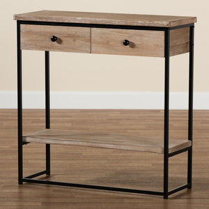 Baxton Studio Baxton Studio Silas Modern Industrial Console Table with 2 Drawers for Stylish Storage & Display LCF20260-Wood/Metal-Console Table