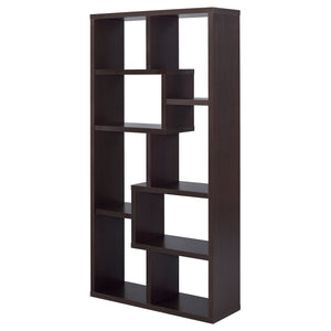English Elm Geometric Bookcase with 7 Open Shelves for Home Decor, Modern Sturdy Engineered Wood Accent Tower Brown,Cappuccino 71.88 L x 14.14 W x 8.87 H B011P305622