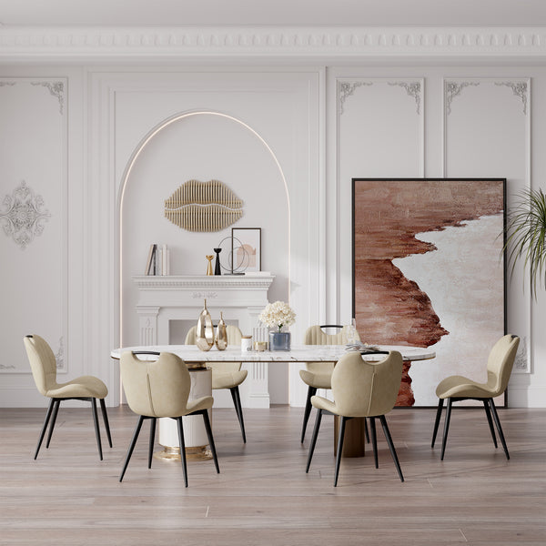 English Elm Dining Chair Set Of 2 Modern Pu Leather Armless Side Chairs With Comfy Backrest And Solid Wood Legs T3950P396418