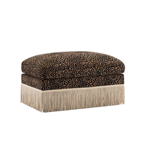 English Elm Ottoman Leopard Print Chenille Modular Sectional Sofa Tassel Trim Living Room Seating Black Brown W5656P454397