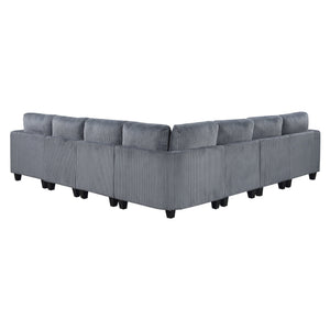 English Elm 7-Piece Modular Sectional with Hidden Storage, Side Pockets and USB Charging in Corduroy Upholstery Dark Gray 26 L x 29 W x 15.75 H B011S01080