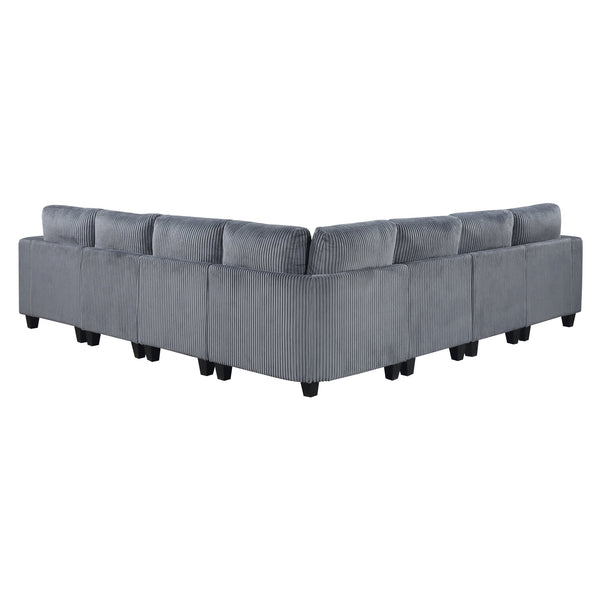 English Elm 7-Piece Modular Sectional with Hidden Storage, Side Pockets and USB Charging in Corduroy Upholstery Dark Gray 26 L x 29 W x 15.75 H B011S01080