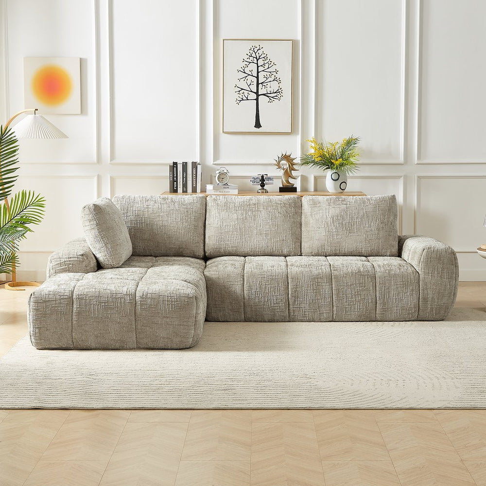 English Elm Chenille Oversized L-Shape Luxury Sectional Sofa – Modern Minimalist Sleeper Couch For Living Rooms & More W2339S00062