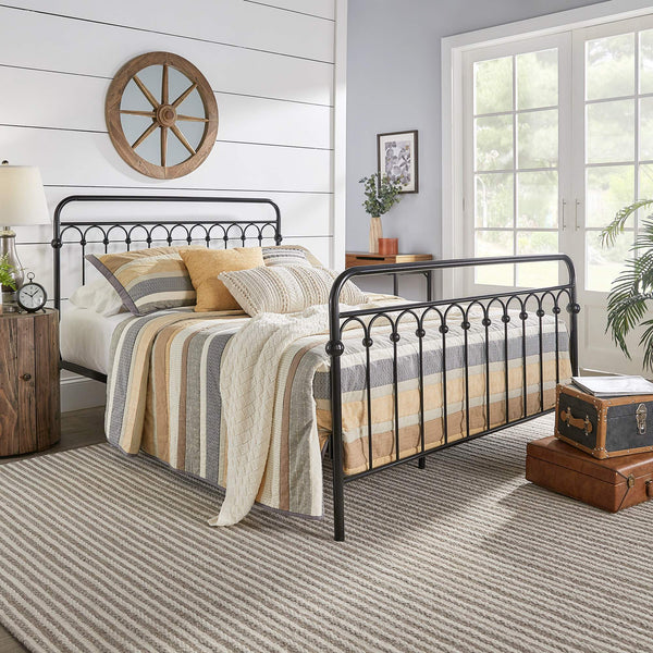 Gabrielle Arched Iron Platform Bed Elegant Metal Frame for Modern Bedroom Style