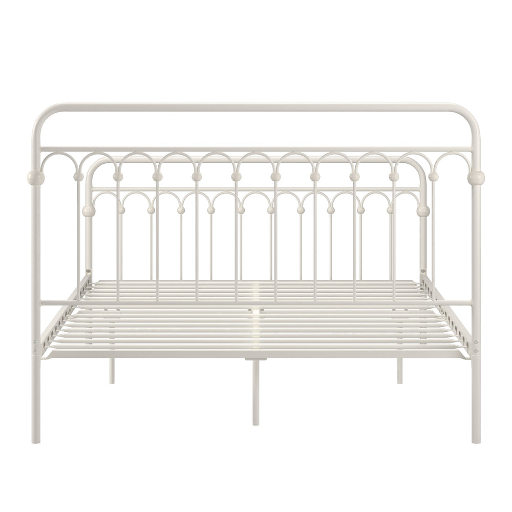 Homelegance Gabrielle Arched Iron Platform Bed Elegant Metal Frame for Modern Bedroom Style White Queen 124BQ-WH(N1)