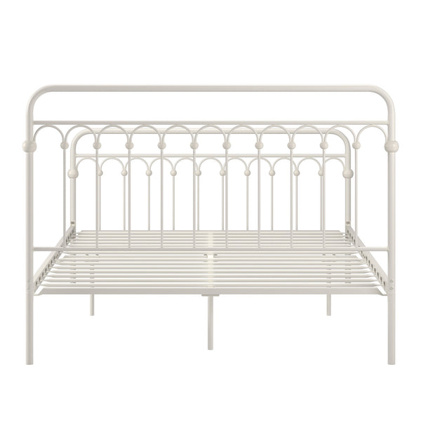 Homelegance Gabrielle Arched Iron Platform Bed Elegant Metal Frame for Modern Bedroom Style White Queen 124BQ-WH(N1)