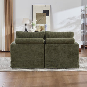 English Elm 63.39" Chenille Convertible Sofa Bed with Pocketed Spring Cushions for Modern Living Spaces Green W3189S00030