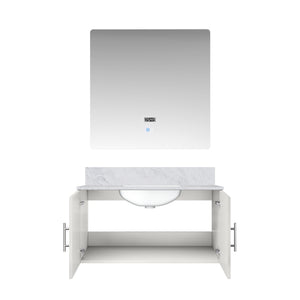 English Elm Glossy White Bath Vanity Set - 36" Carrara Marble Top & 36" Led Mirror For Modern Bathrooms B2731S00761