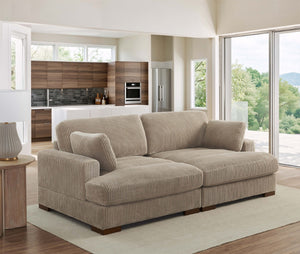 English Elm Large Corduroy Chaise Loveseat with Extended Leg Support for Relaxed Living Rooms Camel B2748S00009
