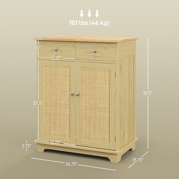 English Elm Homcom Sideboard With Rubberwood Countertop, Versatile Modern Kitchen Storage & Coffee Bar Cabinet W2225P217716