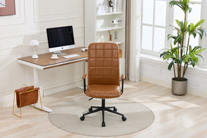 English Elm Antique PU Leather Office Chair with High Back, Soft Foam Seat, Adjustable Gaslift, 360° Swivel, Durable Frame Antique brown W3149P375077