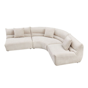 English Elm Modular Cloud Sectional Three Piece Curved Sofa with Polyester Upholstery for Living Room W2582S00202