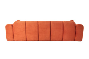 English Elm 98.4" Corduroy Cloud Puff Sofa Vacuum Packed 4-seater Living Room Couch with Pillows Orange W5515P477306