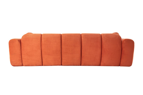 English Elm 98.4" Corduroy Cloud Puff Sofa Vacuum Packed 4-seater Living Room Couch with Pillows Orange W5515P477306