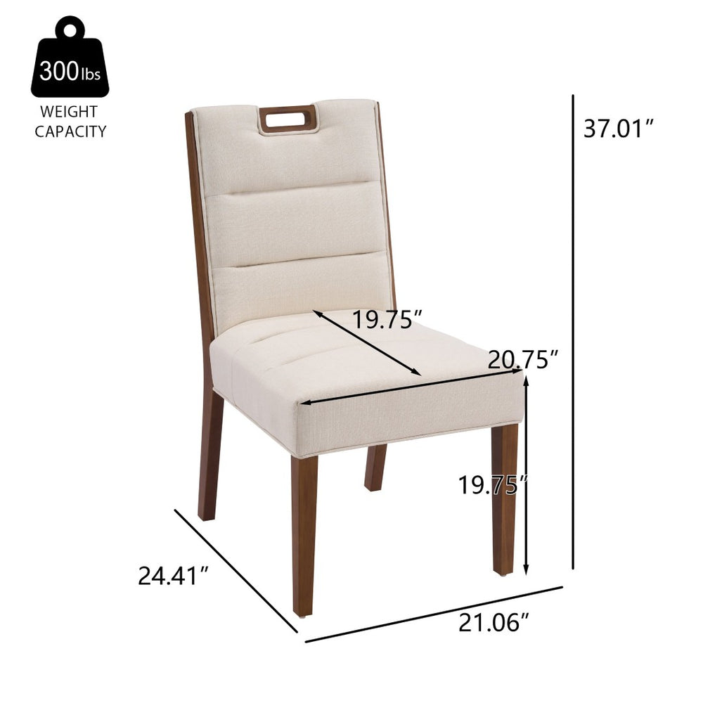 English Elm Upholstered Armless Dining Chairs Rubberwood Frame Minimalist Set of 2 for Compact Spaces Beige,Walnut N768P391163W