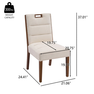 English Elm Upholstered Armless Dining Chairs Rubberwood Frame Minimalist Set of 2 for Compact Spaces Beige,Walnut N768P391163W