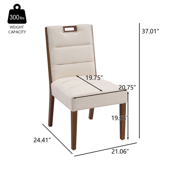 English Elm Upholstered Armless Dining Chairs Rubberwood Frame Minimalist Set of 2 for Compact Spaces Beige,Walnut N768P391163W