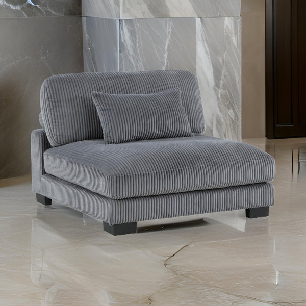 English Elm Rix Modular Armless Chair Corduroy Upholstered Channel Tufted Mid Century Sectional Seating Black+ Gray B056P412614