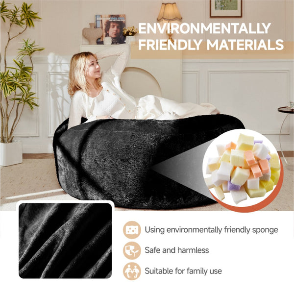 English Elm 5ft Round Memory Foam Bean Bag Soft Flannel Lounge Chair for Bedroom or Dorm W3737P478639