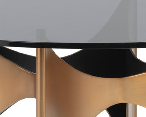 Sunpan LONDON Ikon Coffee Table - Smoked Grey Glass & Antique Gold Base for Modern Glamour & Durability 106164