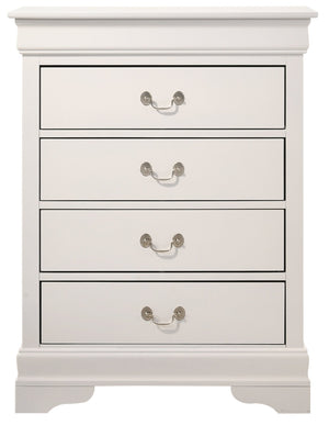 English Elm Louis Louis Phillipe G3160-BC 4 Drawer Chest with Carved Bases Curved Mouldings and Durable Drawers White 22 L x 37 W x 47 H B078108233