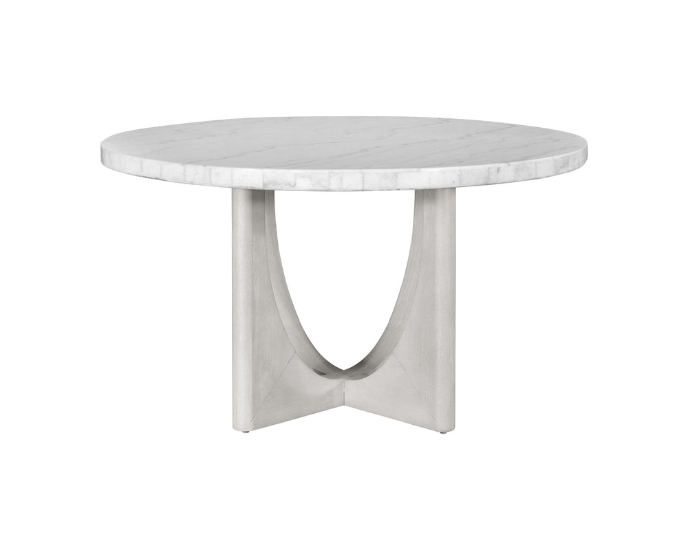 Basset Mirror Gavin Dining Table - Elegant 54" Round Marble Top With Driftwood Base, Modern Contemporary Design White Wood,Marble 1250-dr-700