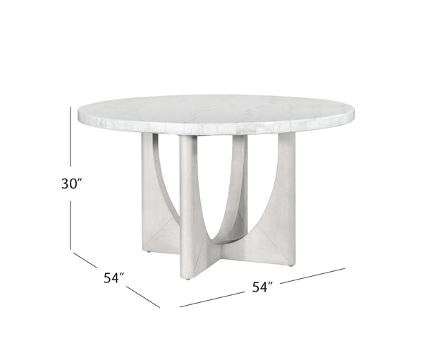 Basset Mirror Gavin Dining Table - Elegant 54" Round Marble Top With Driftwood Base, Modern Contemporary Design White Wood,Marble 1250-dr-700