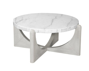 Basset Mirror Gavin Cocktail Table - Modern Driftwood Frame With Oversized White Marble Top For Elegant Living Spaces White Rubberwood,Marble 1250-lr-120