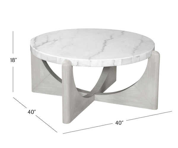 Basset Mirror Gavin Cocktail Table - Modern Driftwood Frame With Oversized White Marble Top For Elegant Living Spaces White Rubberwood,Marble 1250-lr-120