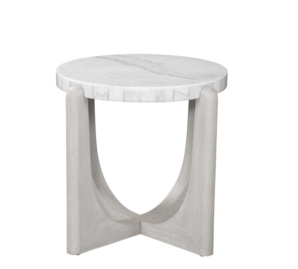 Basset Mirror Gavin End Table - Modern Driftwood Frame With Oversized White Marble Top For Timeless Sophistication White Rubberwood,Marble 1250-lr-220