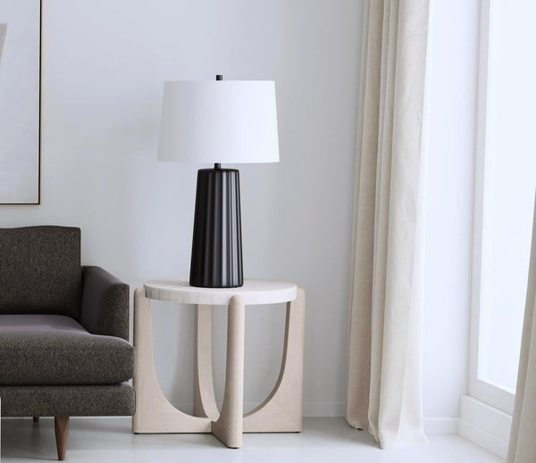 Basset Mirror Gavin End Table - Modern Driftwood Frame With Oversized White Marble Top For Timeless Sophistication White Rubberwood,Marble 1250-lr-220