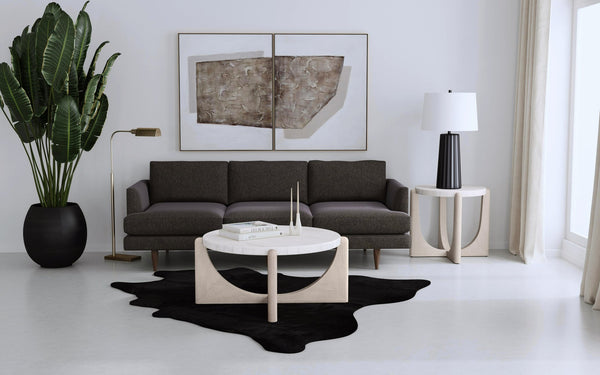 Basset Mirror Gavin Cocktail Table - Modern Driftwood Frame With Oversized White Marble Top For Elegant Living Spaces White Rubberwood,Marble 1250-lr-120