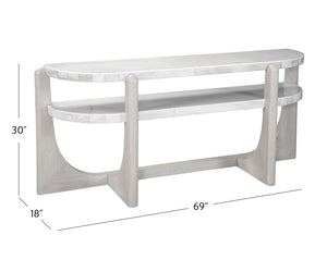 Basset Mirror Gavin Console Table - Modern White Marble & Driftwood Elegance With Unique Clip-corner Design White Rubberwood,Marble 1250-lr-400