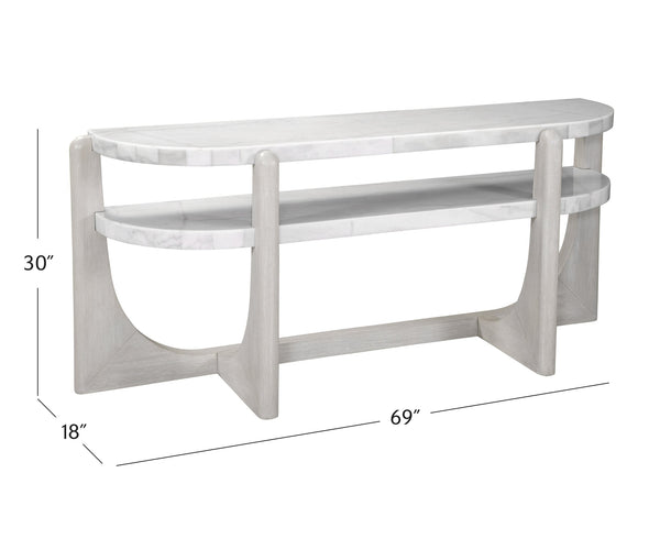 Basset Mirror Gavin Console Table - Modern White Marble & Driftwood Elegance With Unique Clip-corner Design White Rubberwood,Marble 1250-lr-400