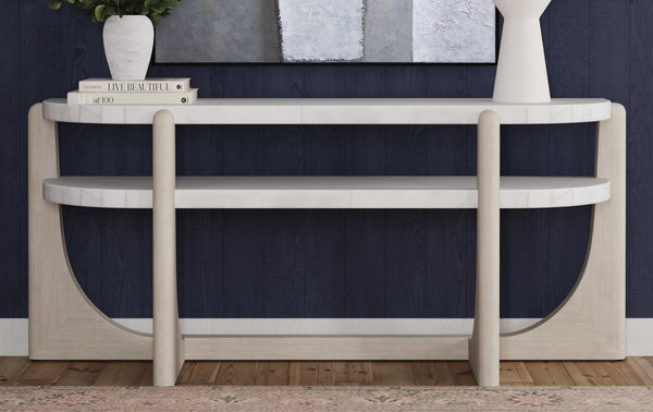 Basset Mirror Gavin Console Table - Modern White Marble & Driftwood Elegance With Unique Clip-corner Design White Rubberwood,Marble 1250-lr-400