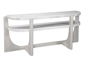 Basset Mirror Gavin Console Table - Modern White Marble & Driftwood Elegance With Unique Clip-corner Design White Rubberwood,Marble 1250-lr-400