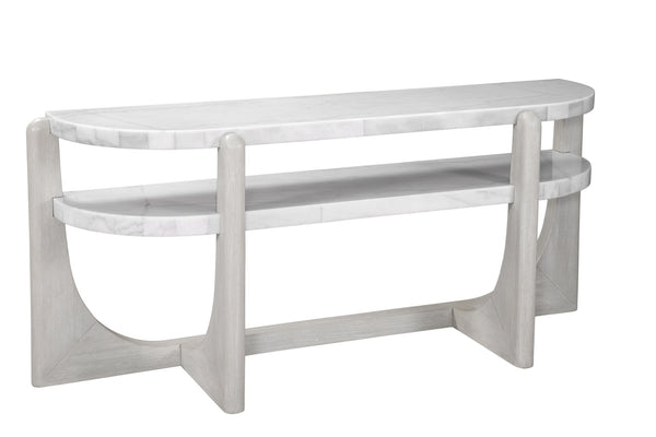 Basset Mirror Gavin Console Table - Modern White Marble & Driftwood Elegance With Unique Clip-corner Design White Rubberwood,Marble 1250-lr-400