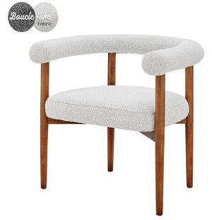 New Pacific Direct Keanu Stylish Boucle Dining Side Chair With Solid Rubber Wood Legs For A Modern Mid-century Look Boucle Beige 100% Polyester 1250038-563n-npd