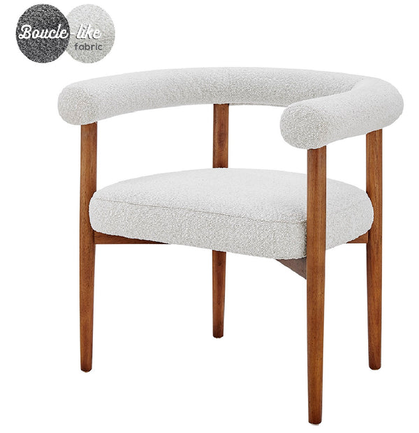 New Pacific Direct Keanu Stylish Boucle Dining Side Chair With Solid Rubber Wood Legs For A Modern Mid-century Look Boucle Beige 100% Polyester 1250038-563n-npd