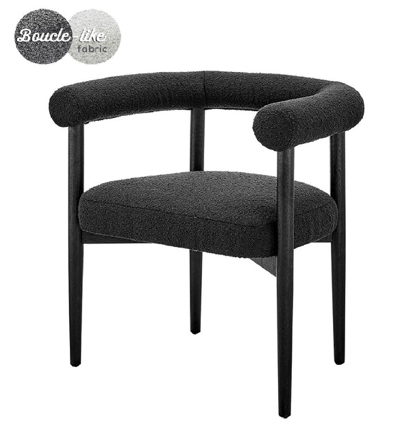 New Pacific Direct Keanu Stylish Boucle Dining Side Chair With Solid Rubber Wood Legs For A Modern Mid-century Look Boucle Black 100% Polyester 1250038-576n-npd
