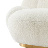 New Pacific Direct Claudia Faux Shearling w/ Gold Base Swivel Accent Chair Shearling Beige 37 x 34 x 28