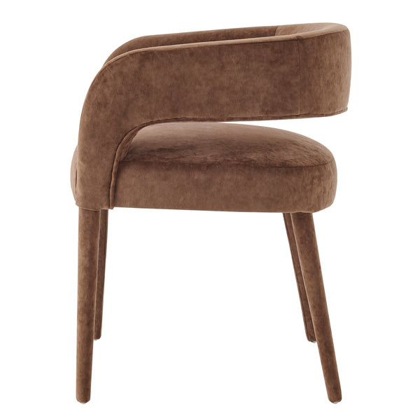 New Pacific Direct Lauryn Velvet Dining Side Chair Dainty Brown 23.5 x 23.5 x 29.5