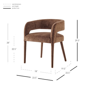 New Pacific Direct Lauryn Velvet Dining Side Chair Dainty Brown 23.5 x 23.5 x 29.5