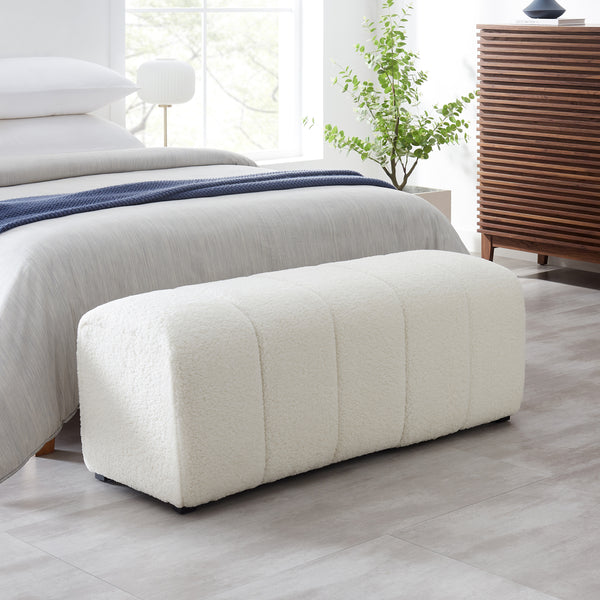 New Pacific Direct Cassy Faux Shearling Bench Shearling Beige 48.5 x 18 x 19