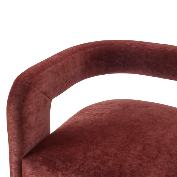 New Pacific Direct Althea Velvet Accent Arm Chair Dainty Maroon 27.5 x 25 x 27.5
