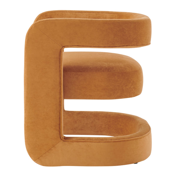 New Pacific Direct Althea Velvet Accent Arm Chair Dainty Caramel 27.5 x 25 x 27.5